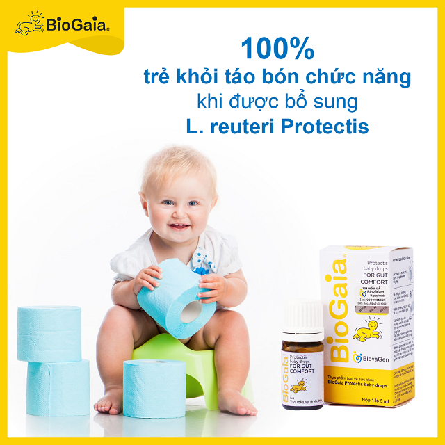 Biogaia Protectis cải thiện 100% táo bón chức năng chỉ sau 4 tuần